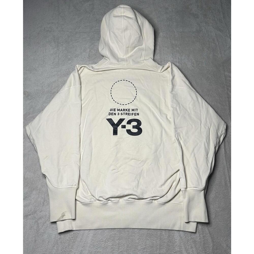 Y-3 Yohji Yamamoto x Adidas Hoodie Mens Large Beige Embroidered Streetwear